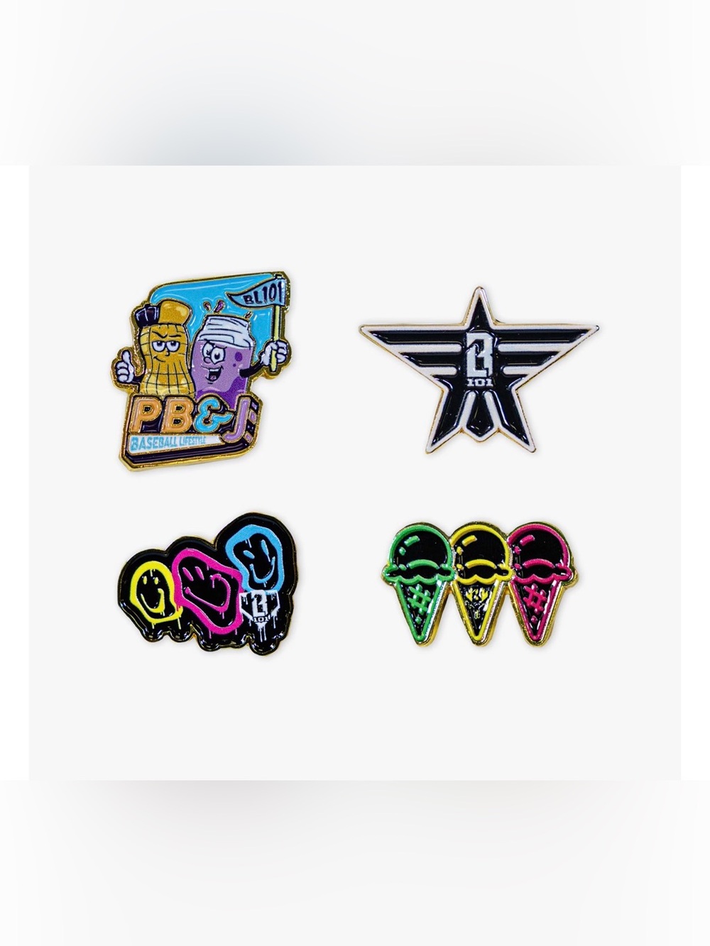 New NWT BL101 Baseball Lifestyle 101 hat pin set of 4